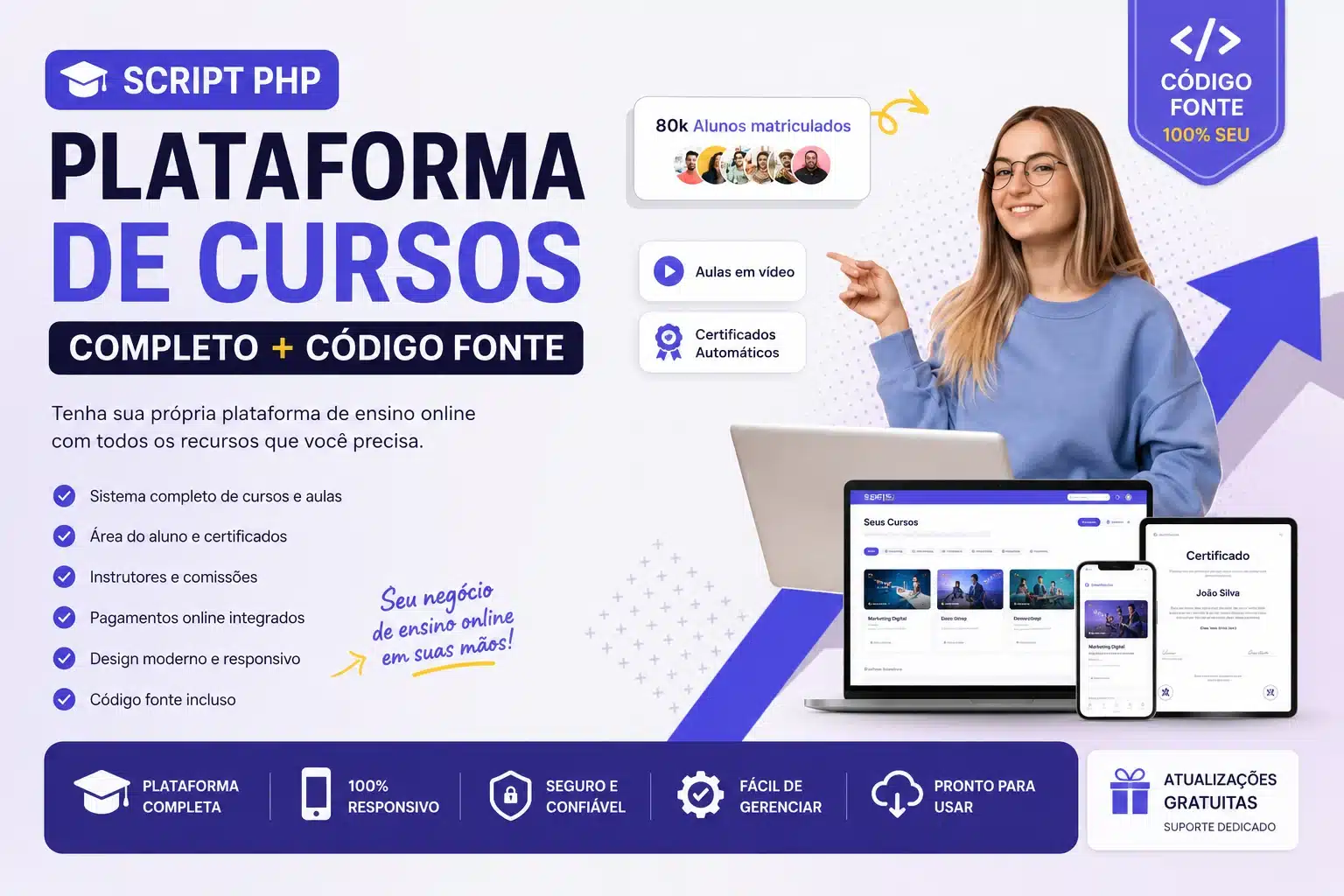 Script PHP Plataforma de Cursos Online Completa + Código Fonte | EAD Profissional