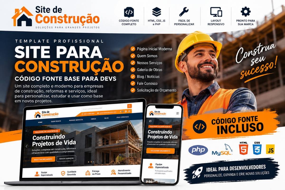 Site para Construtora e Construção Civil 2026 – Código Fonte Completo