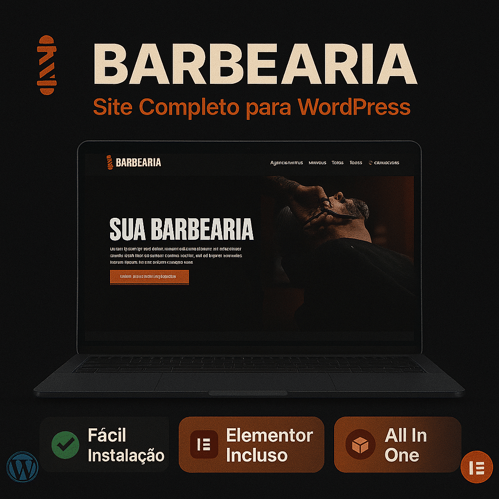 Modelo de Site WordPress para Barbearia Profissional com WhatsApp e Elementor